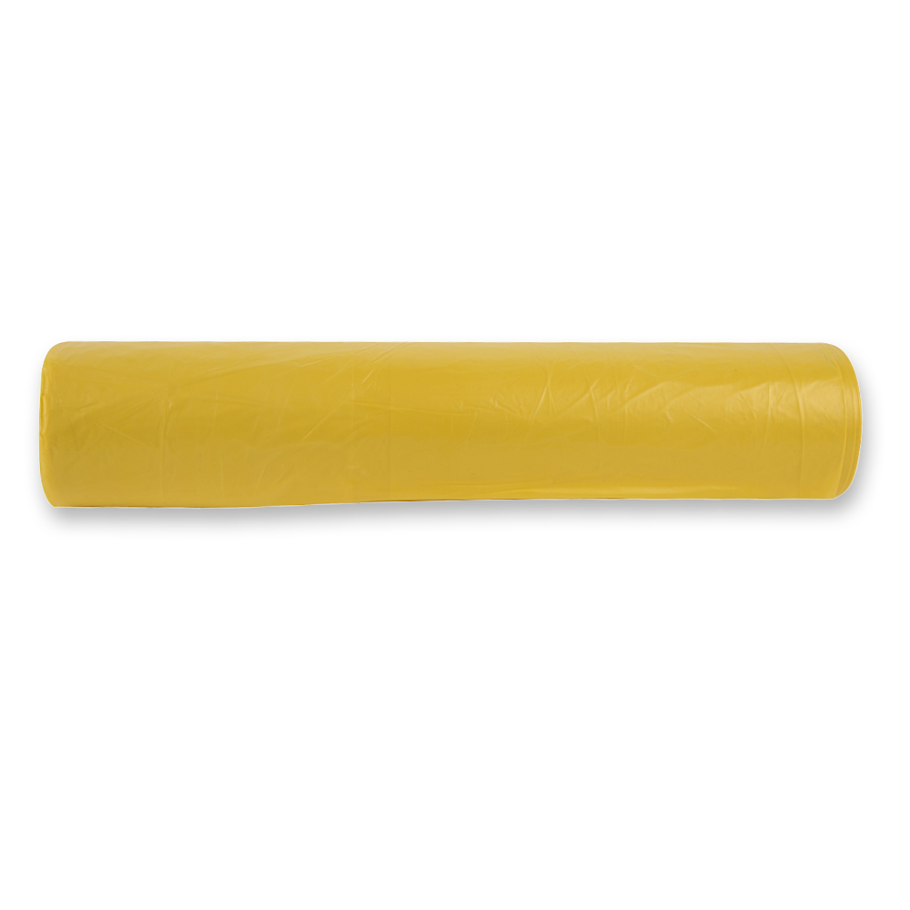 Waste bags Premium, 120 l made of HDPE on roll in yellow in the front view