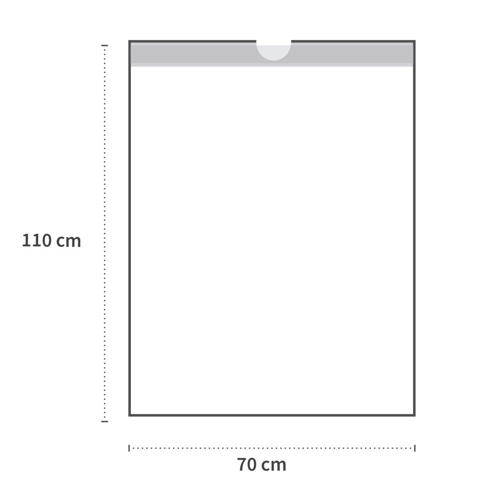Waste bags with drawstring, 120 l | LDPE, roll, yellow, measure Waste bags with drawstring, 120 l made of LDPE on roll with measure