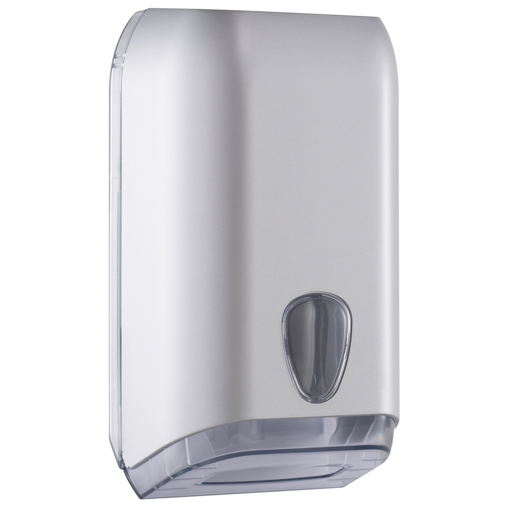 Toilet paper dispenser Satin, interfold made of plastic, front view