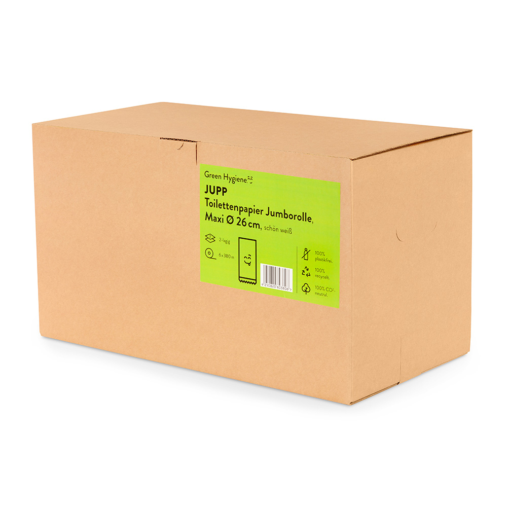 Green Hygiene® Toilettenpapier JUPP, Jumbo, 2-lagig | Recyclingpapier, Karton