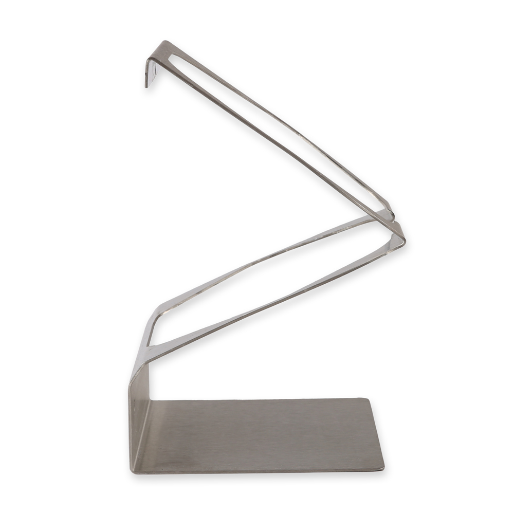 Wall holder for disinfectant wipes dispensers | stainless steel, side view Wall holder for disinfectant wipes dispensers made of stainless steel in the side view