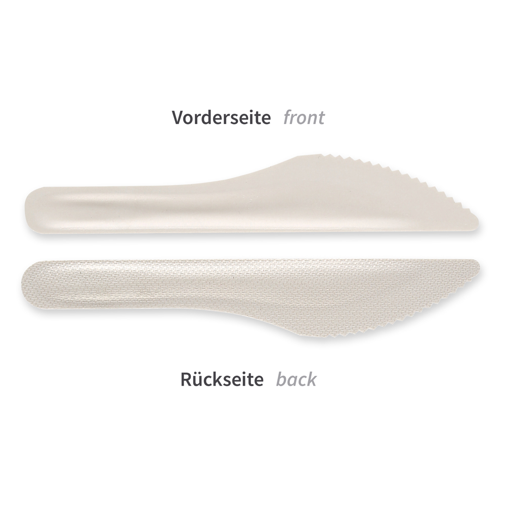 Organic knives made of bagasse, front and back view