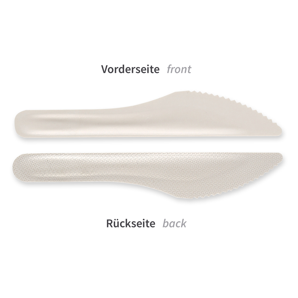 Bio Messer aus Zuckerrohr, Vorder- und Rückseite