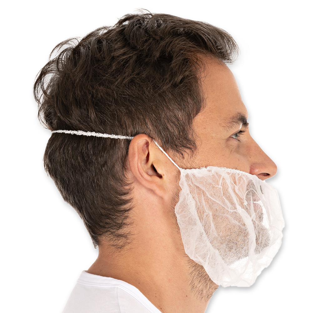 Beard protector made of PP from the side profile in white