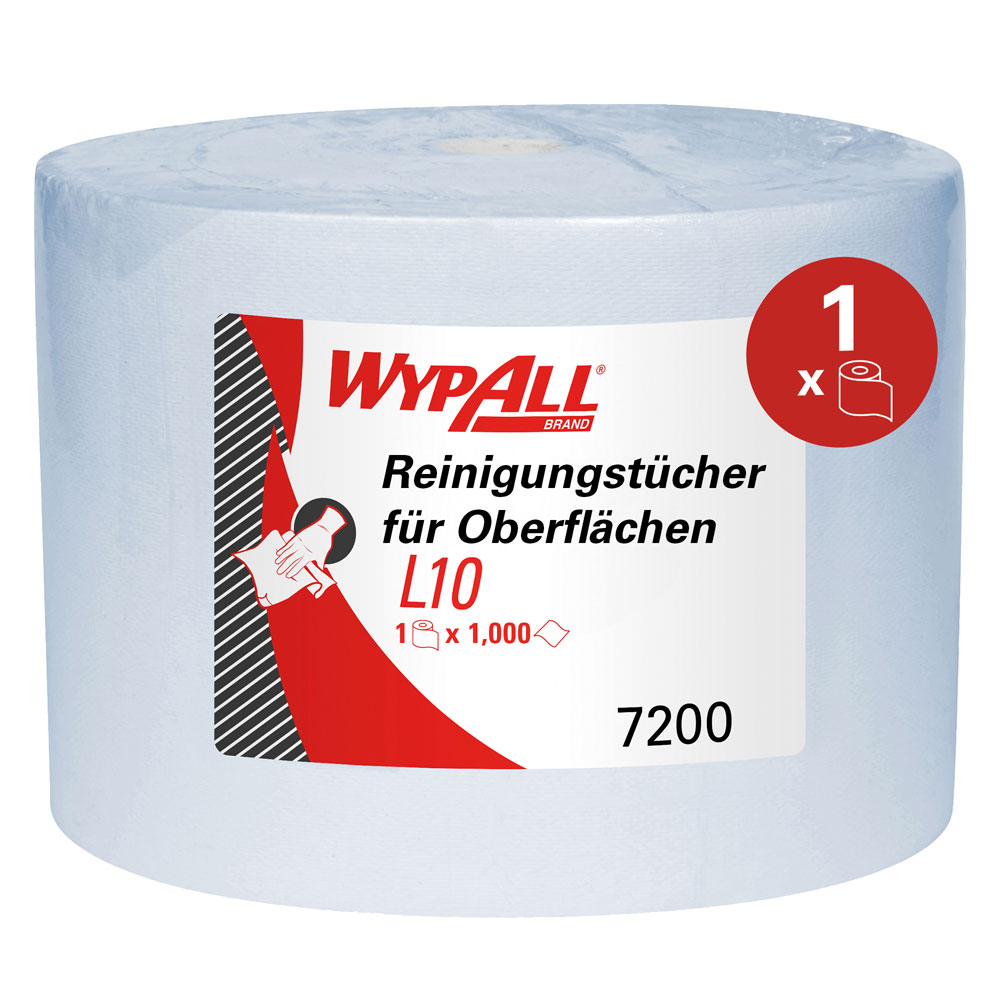 WypAll® L10 surface wiping papers, 1-ply on the roll from the frontside