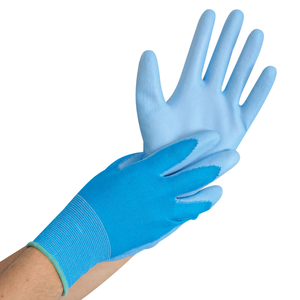 Fine knit gloves Ultra Flex Hand with PU coating in blue