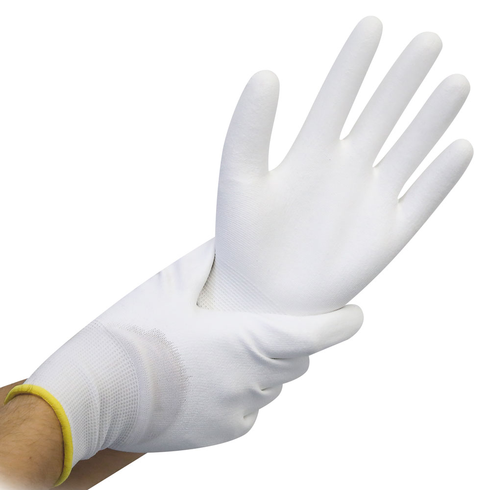 Fine knit gloves Ultra Flex Hand 3/4-coated with PU coating in white