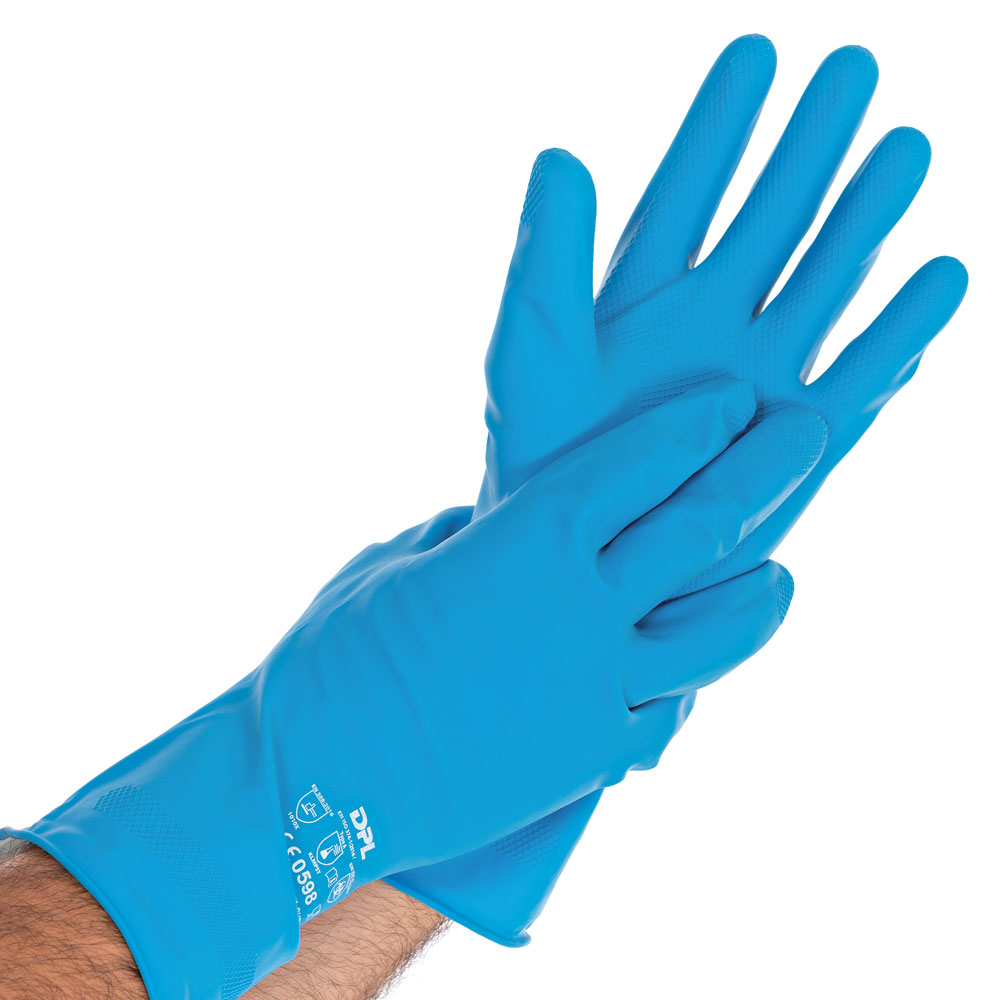 Chemikalienschutzhandschuhe Satin Blue aus Latex in der Vollansicht