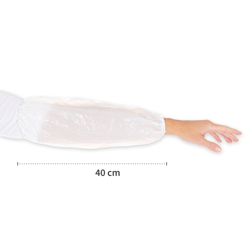 Sleeve protector Light from PE in the front view with the length in the color white