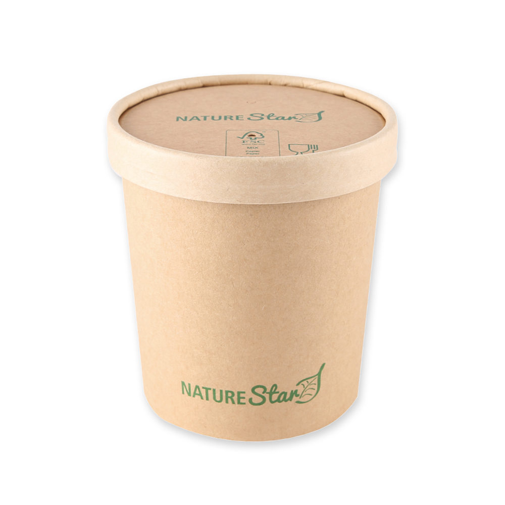 Organic lids Minestrone made of kraft paper/PE, FSC®-mix, with soup cup