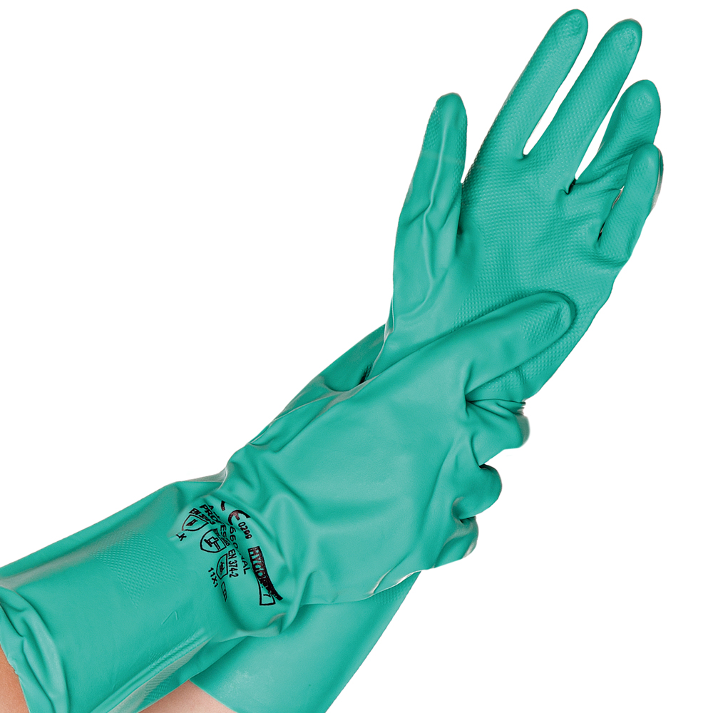 Chemikalienschutzhandschuhe Professional aus Nitril in grün in der Frontansicht