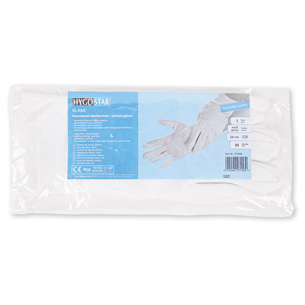 Cotton gloves Blanc packed in pairs in white in the package