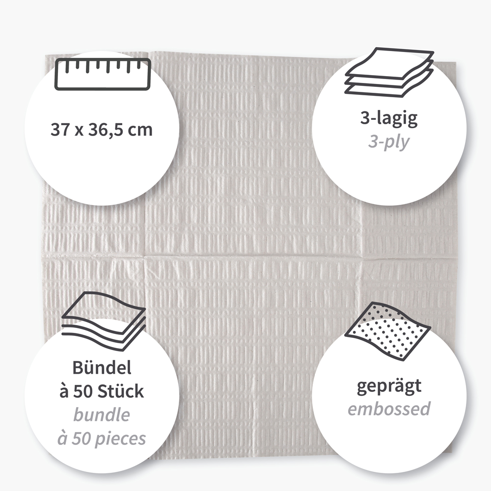 Cleaning cloths, 3-ply made of recycled paper, pleated, properties