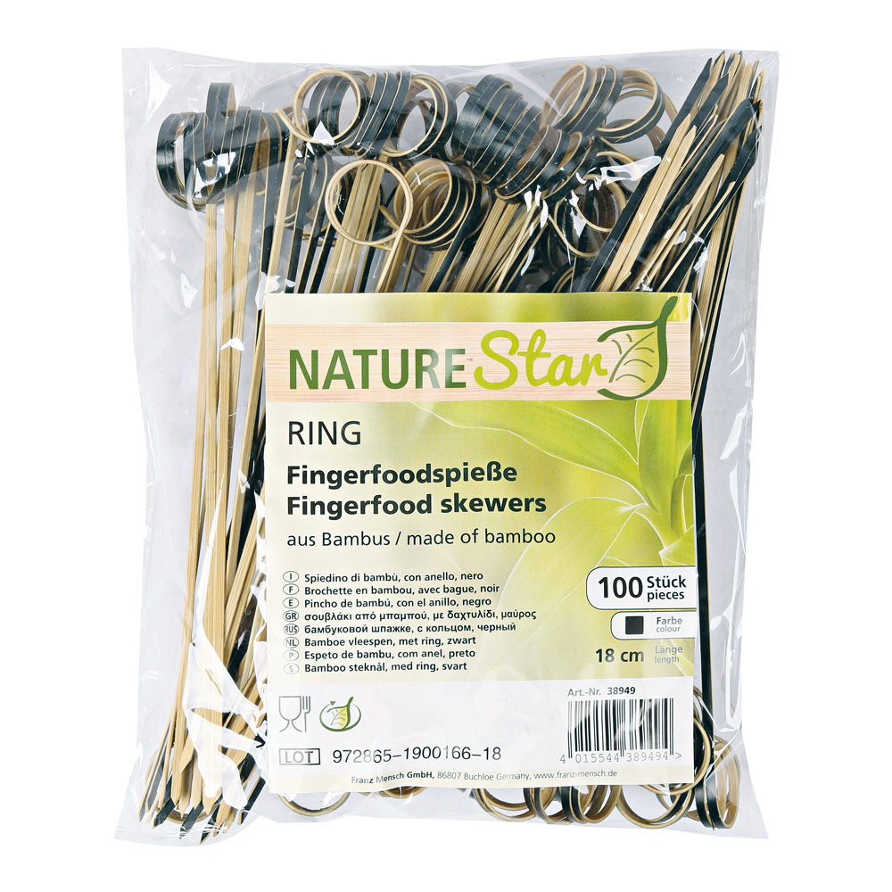 Fingerfood skewers "Ring" made of Bamboo in black in the package with 100 pieces