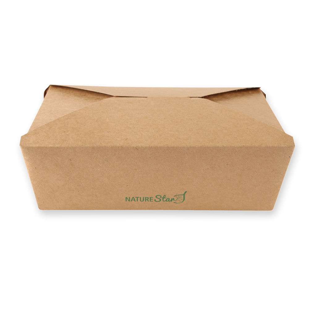 Organic food boxes Menu made of kraft paper/PE, in front view, biggest size