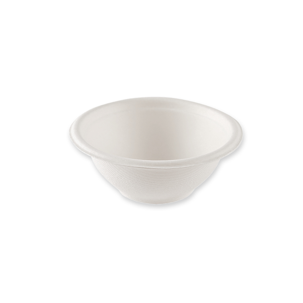 Organic bowls deep, round, made from bagasse in side view