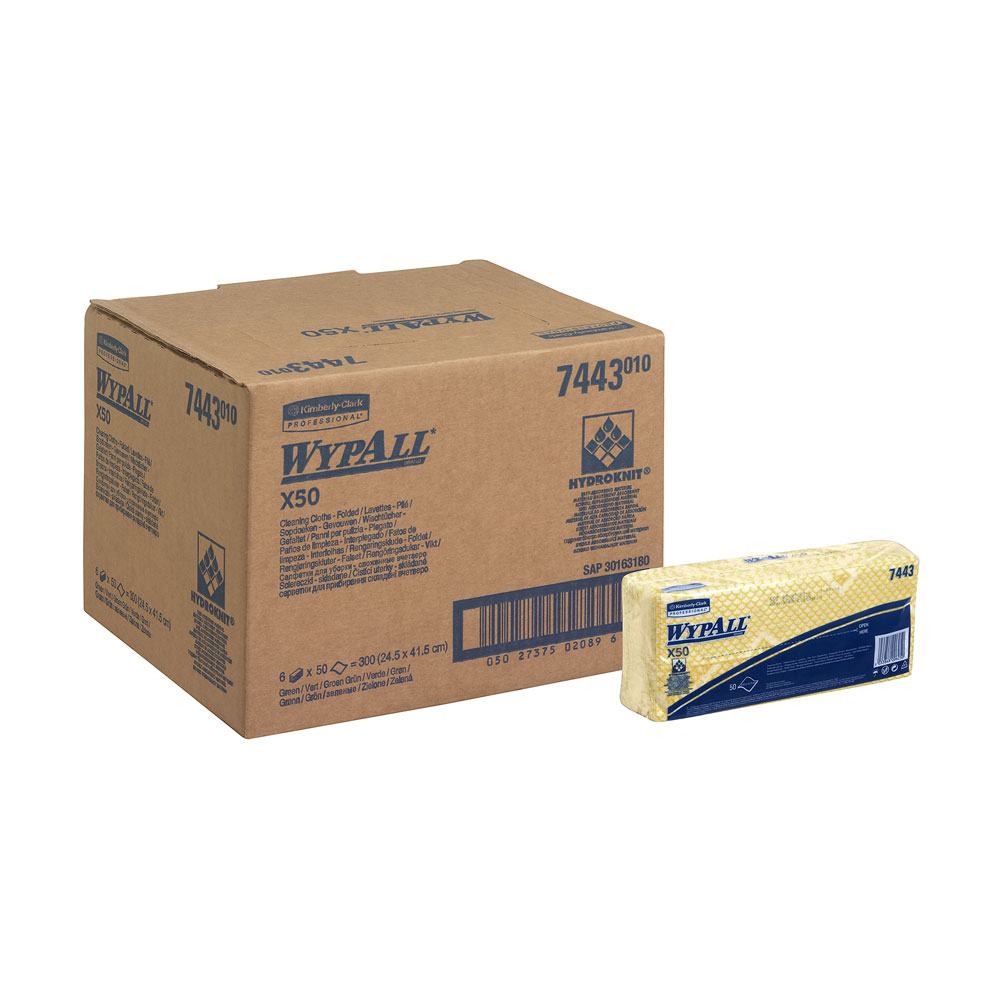 WypAll® X50 cleaning cloths, interfold in the oblique view