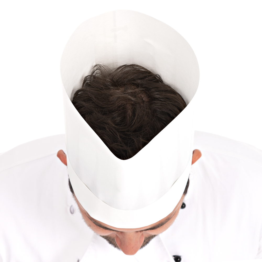 Europa chef's hat Original made of absorbent paper, exposed in the top view