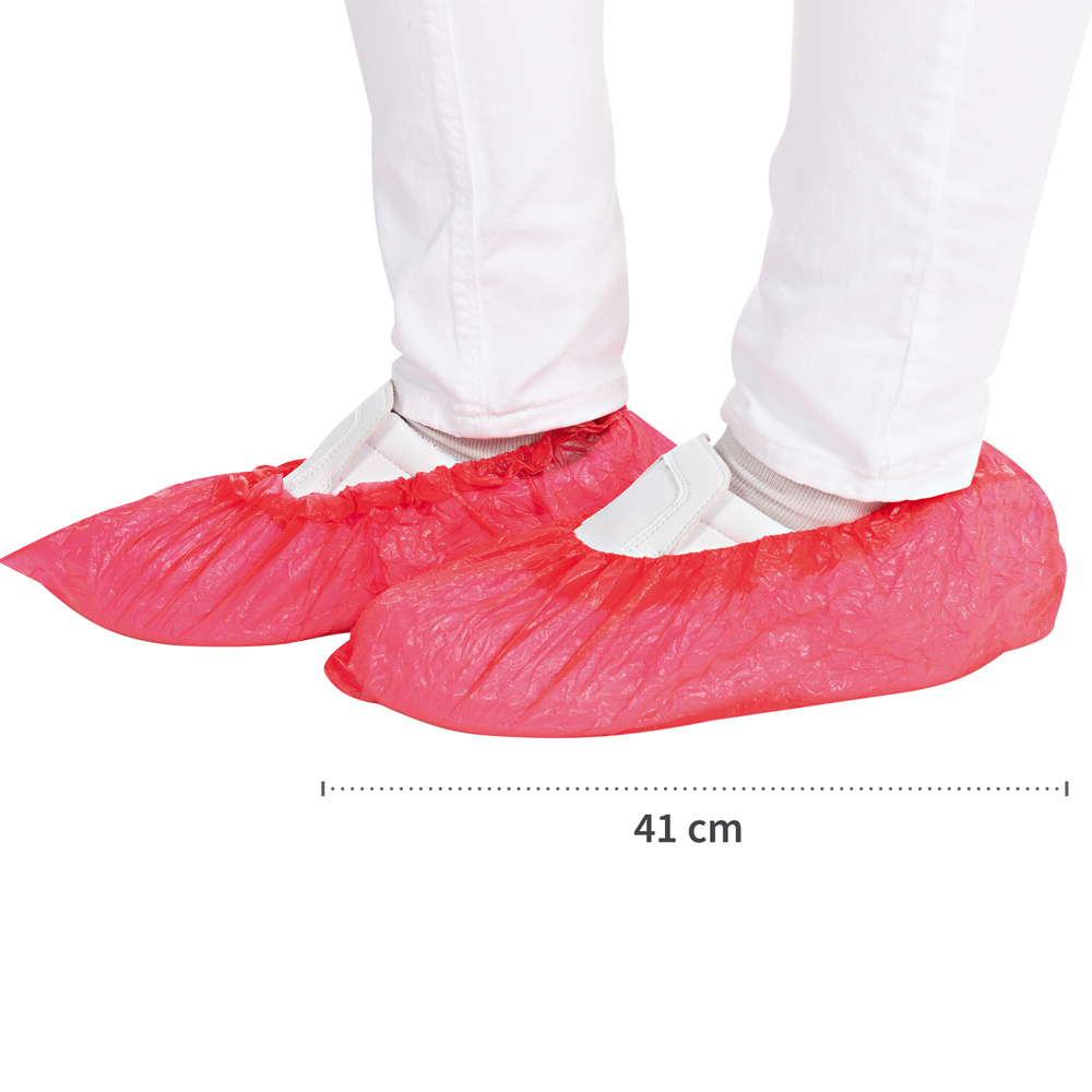 Overshoes from CPE in side view with dimension in red