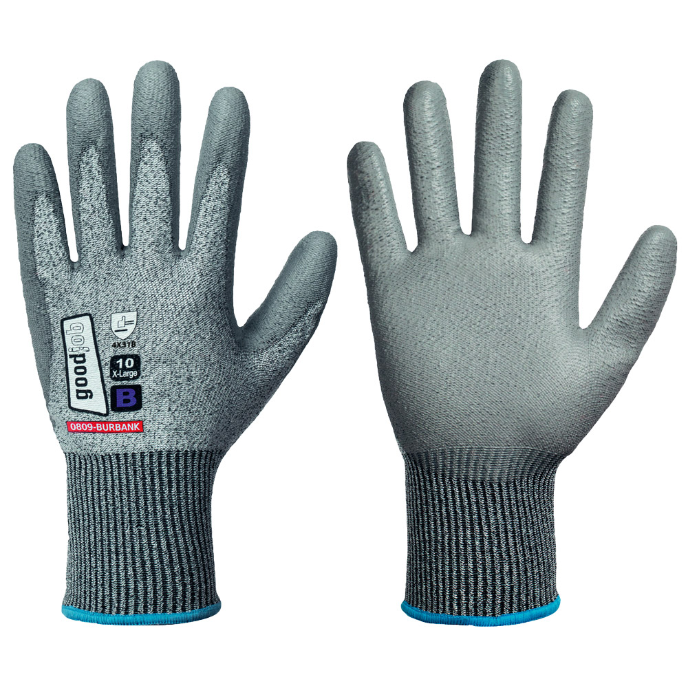 Goodjob® Burbank 0809, cut protection gloves in the front and back view