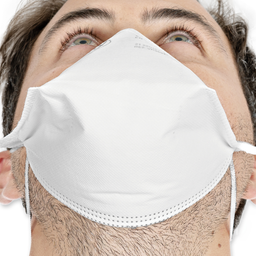 Atemschutzmasken FFP3 NR, horizontal faltbar aus PP von der Untenansicht 