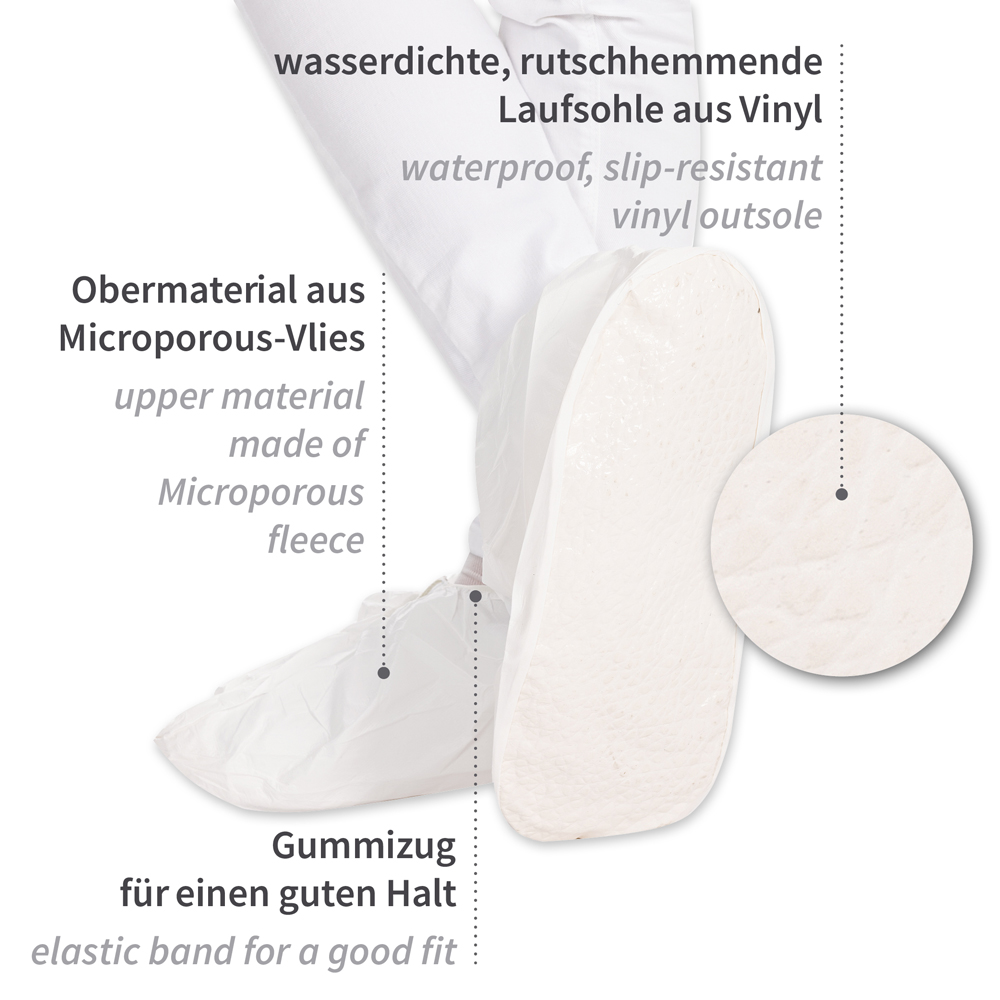 Overshoes from Microporous the special features in white