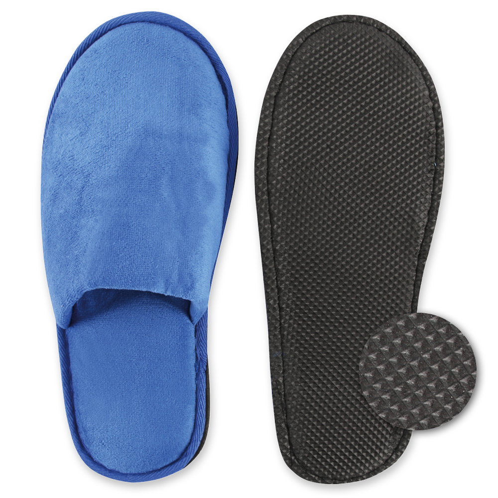Slipper Deluxe, closed, made from velour with a bottom view
