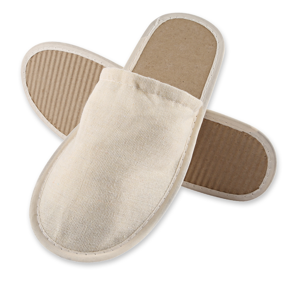 Organic slipper, closed made of linen/cotton/paper, front view