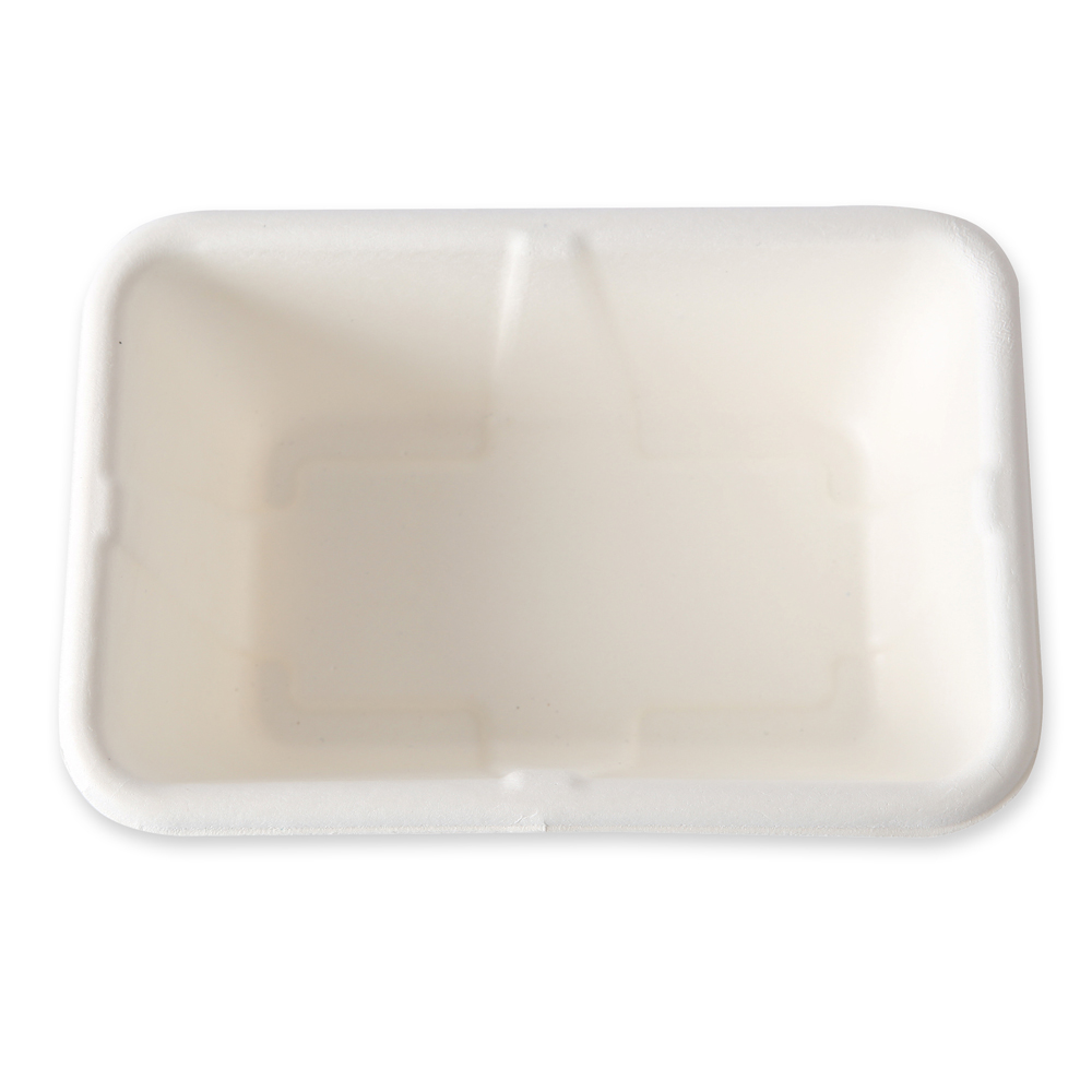 Organic trays made of bagasse, top view