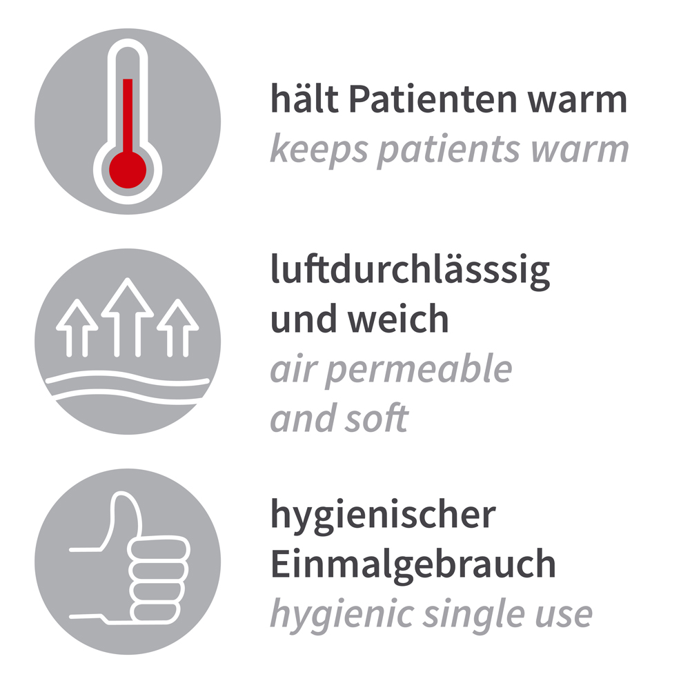 Patientendecken | PES-Füllung, PP, Besonderheiten Patientendecken mit PES-Füllung aus PP mit Besonderheiten