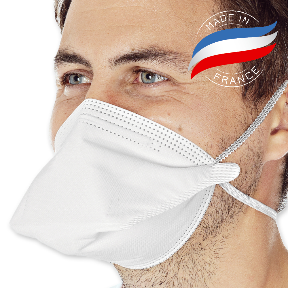 Atemschutzmasken FFP3 NR, horizontal faltbar aus PP in der Frontansicht 