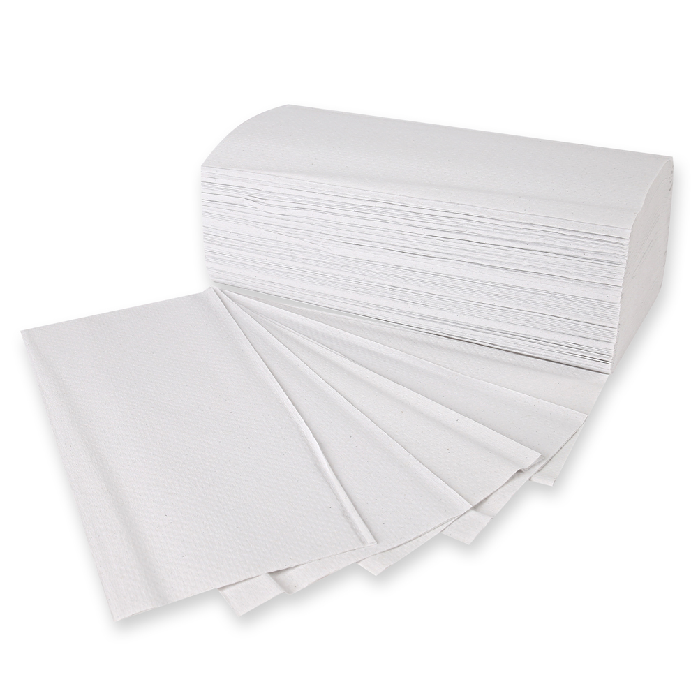 Papierhandtücher, 1-lagig aus Recyclingpapier mit V/ZZ-Falzung in weiß