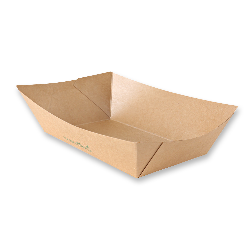 Organic food trays Tasty made of kraft paper/PE in FSC®-Mix with 1200ml in the oblique view