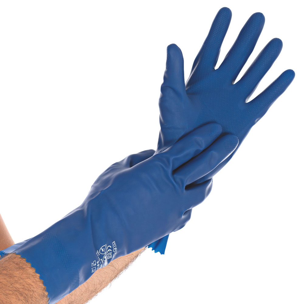 Chemical resistant gloves Smooth Blue made of latex