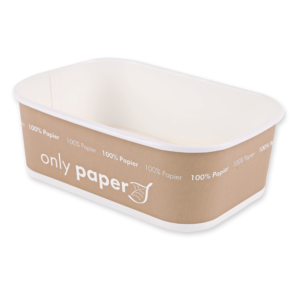 Bio Schalen Takeaway Only Paper aus Pappe mit 750ml in der Schrägansicht