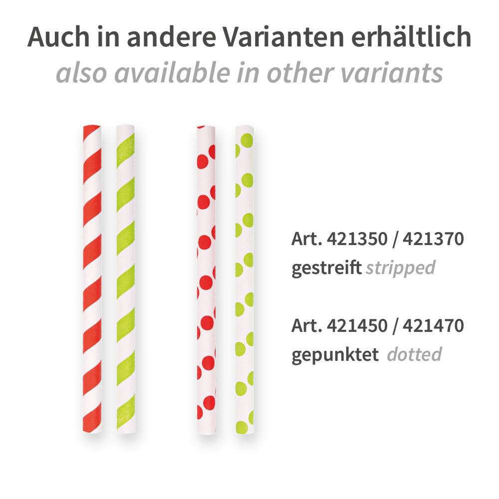 Bio Papiertrinkhalme Cocktail, einfarbig | FSC®-Mix, Varianten Bio Papiertrinkhalme Cocktail, einfarbig FSC®-Mix, die Variaten