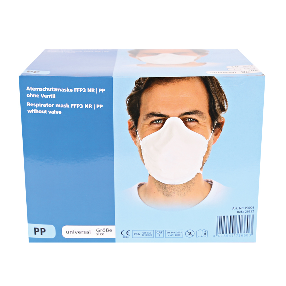 Atemschutzmasken FFP3 NR, vorgeformt aus PP in der Verpackung