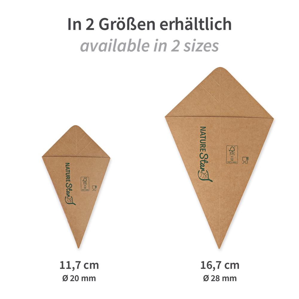 Organic conical bags for fries made of kraft paper/PE, FSC®-mix, variants