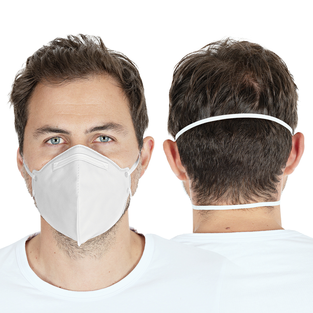 Atemschutzmasken FFP2 NR, vertikal faltbar aus PP von beidseitiger Ansicht 