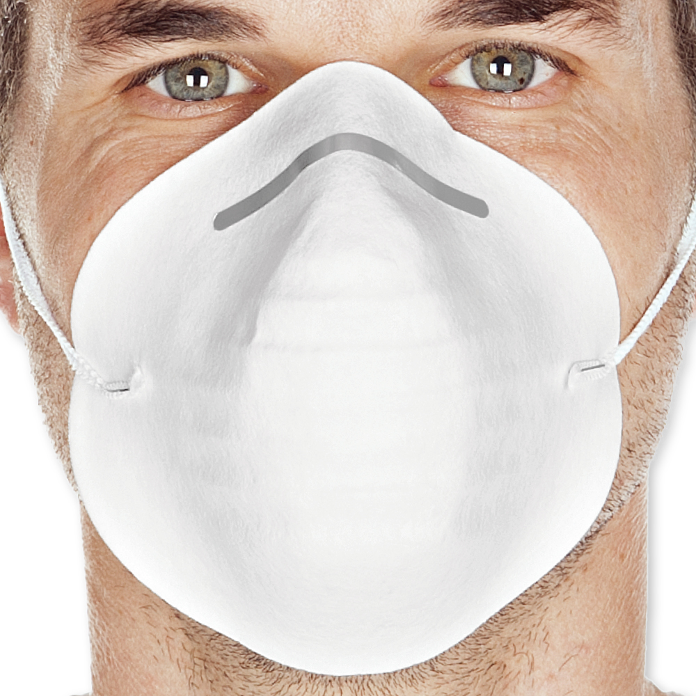 Industriemasken aus PP in weiß, Nahansicht