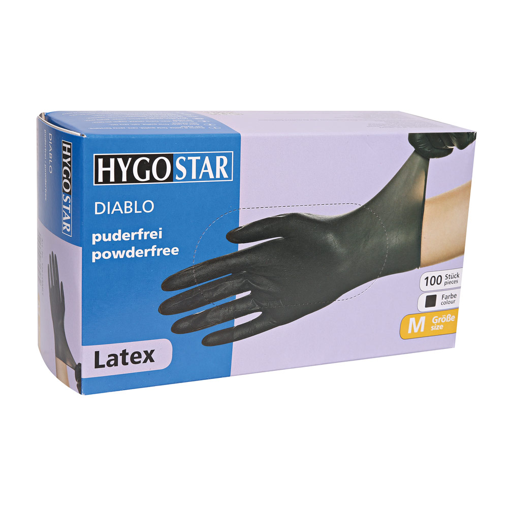 Latex gloves Diablo powder-free in black in the package