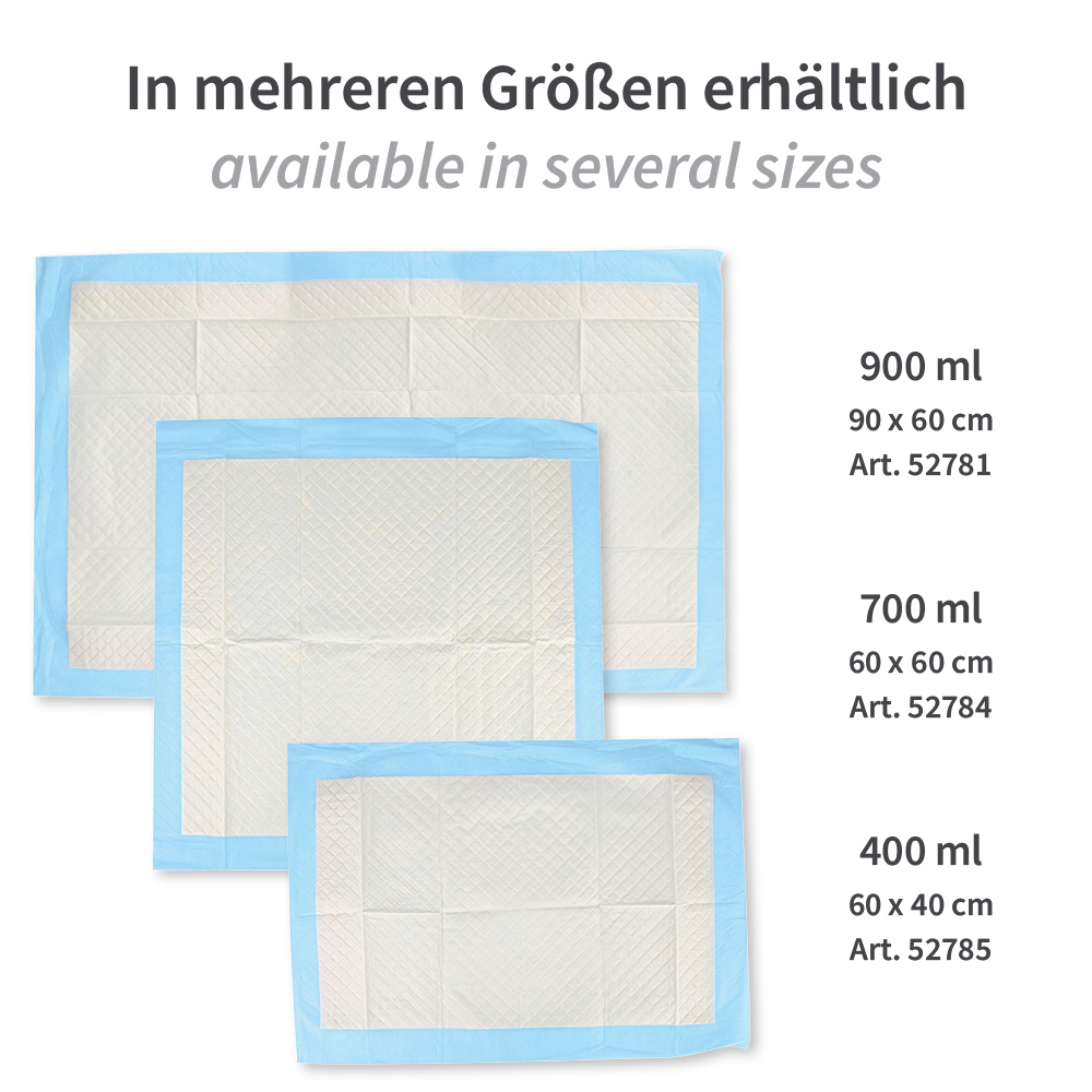 Underpads for beds PP/cellulose/PE in diffrent sizes