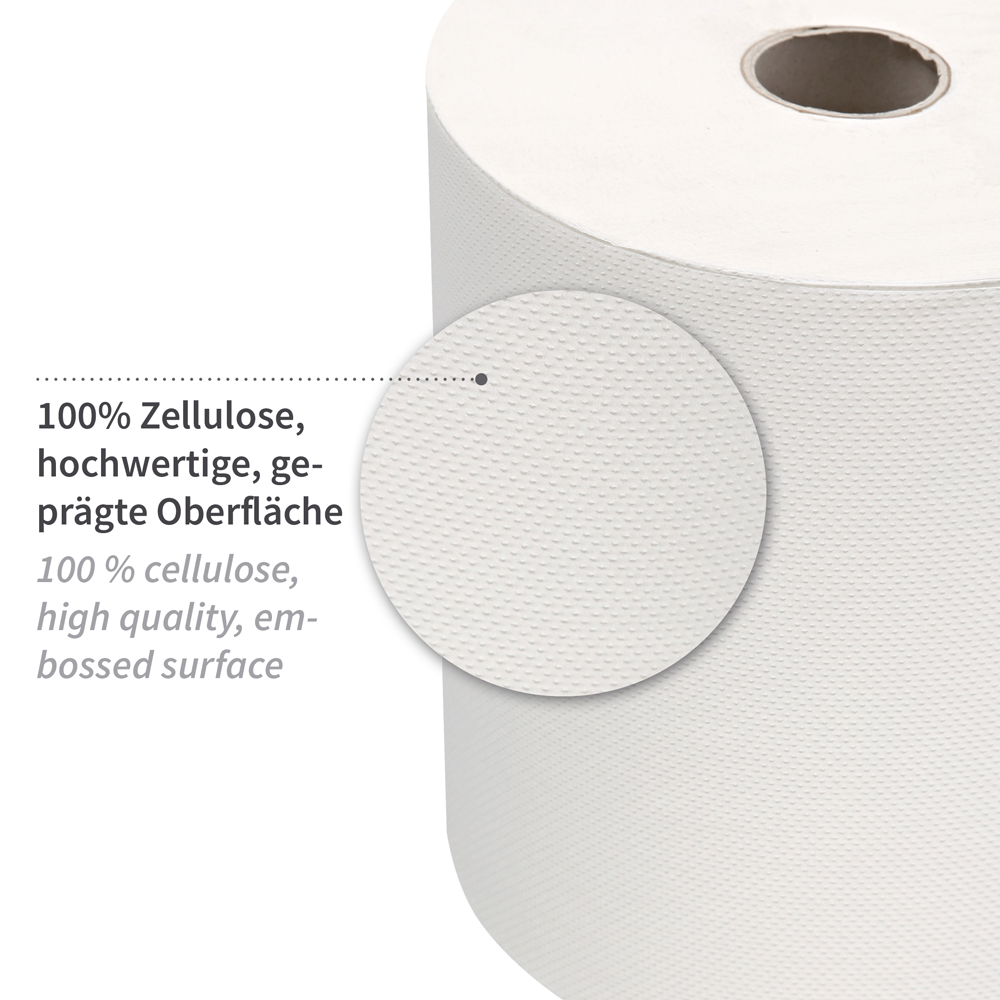 Paper towel rolls, 2-ply made of cellulose, outside unwinding, material