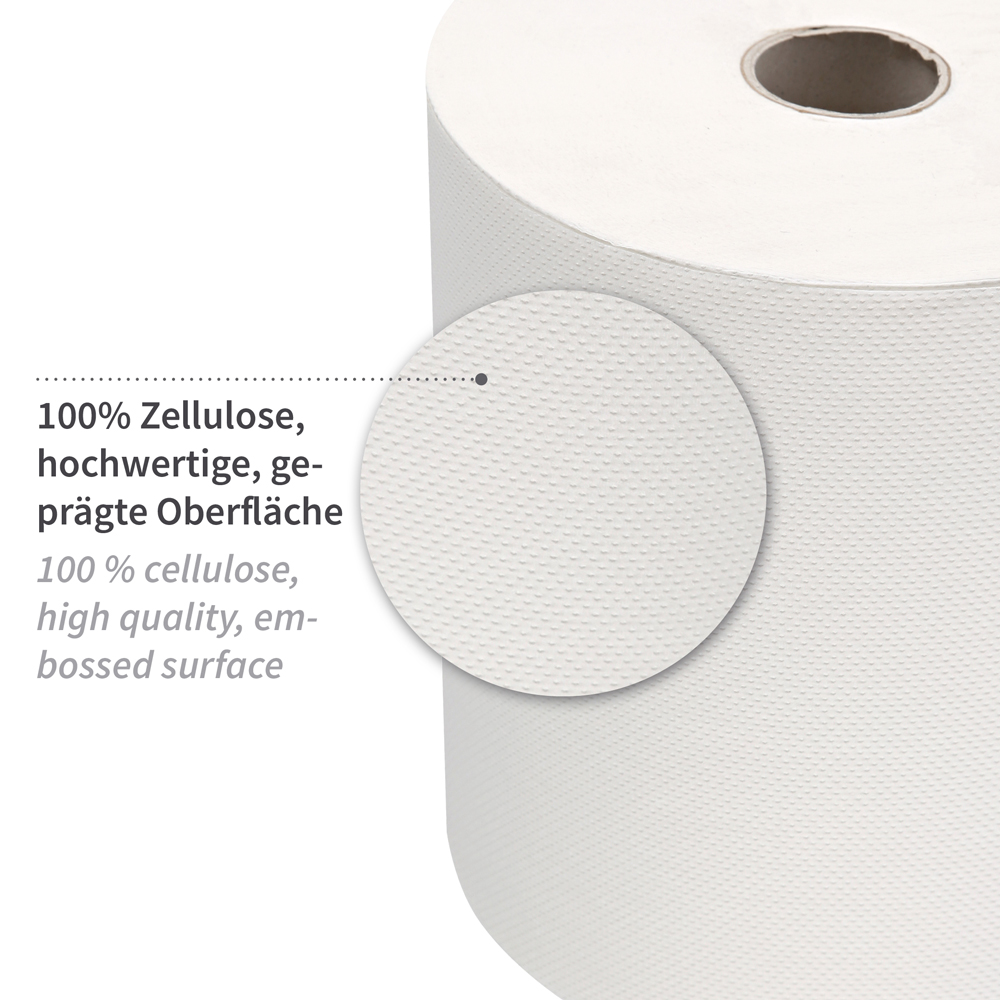 Papierhandtuchrollen, 2-lagig | Zellulose, Außenabwicklung, Material Papierhandtuchrollen, 2-lagig aus Zellulose mit Außenabwicklung, Material