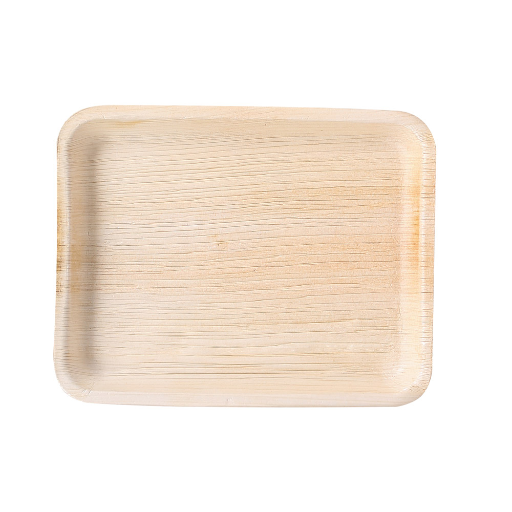 Plates rectangular made of palm leaf smooth with an edge