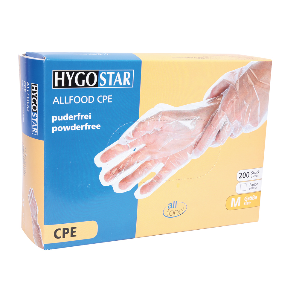 CPE gloves Allfood in transparent in the dispenser box