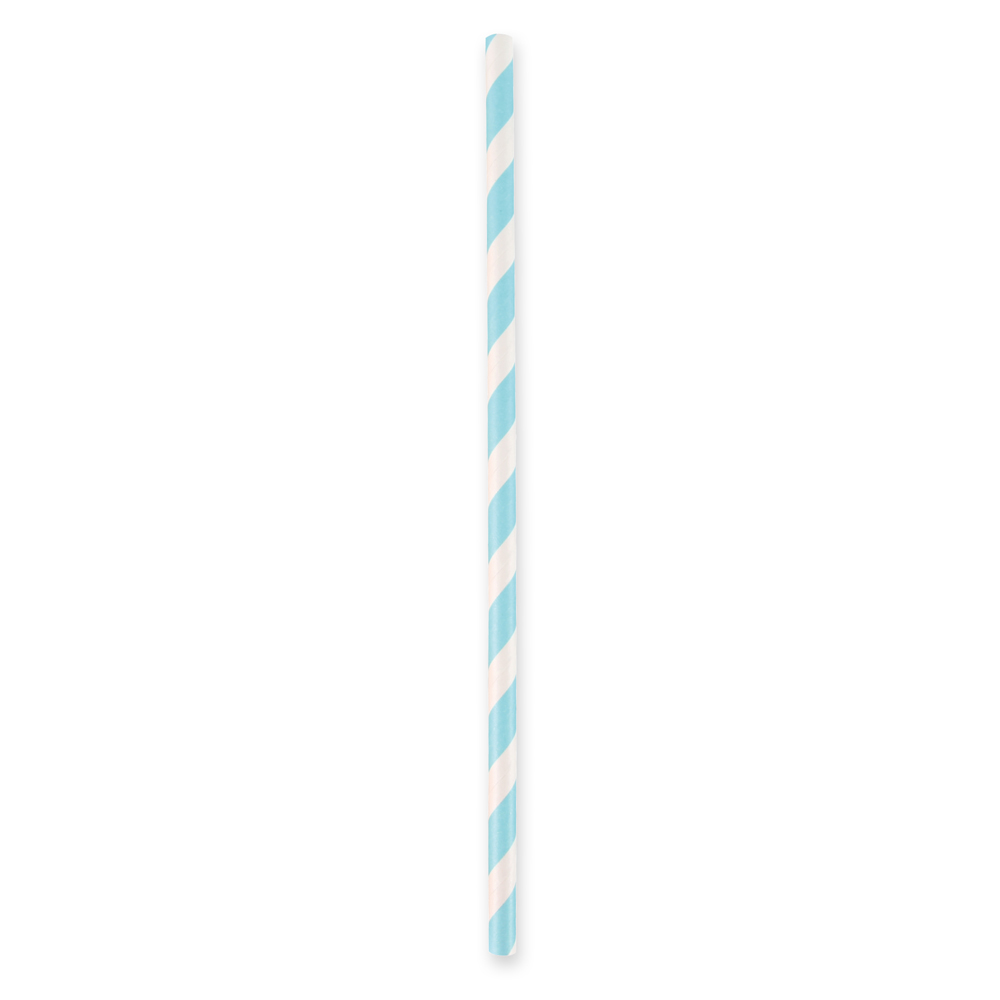 Paper drinking straw "Classic" striped, FSC®-certified, lightblue