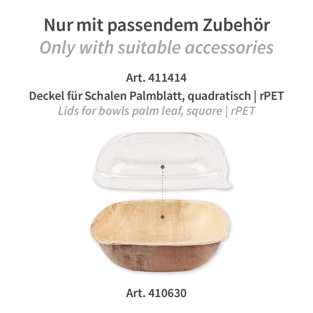 Schalen quadratisch | Palmblatt, Zubehör Schalen quadratisch | Palmblatt mit Zubehör