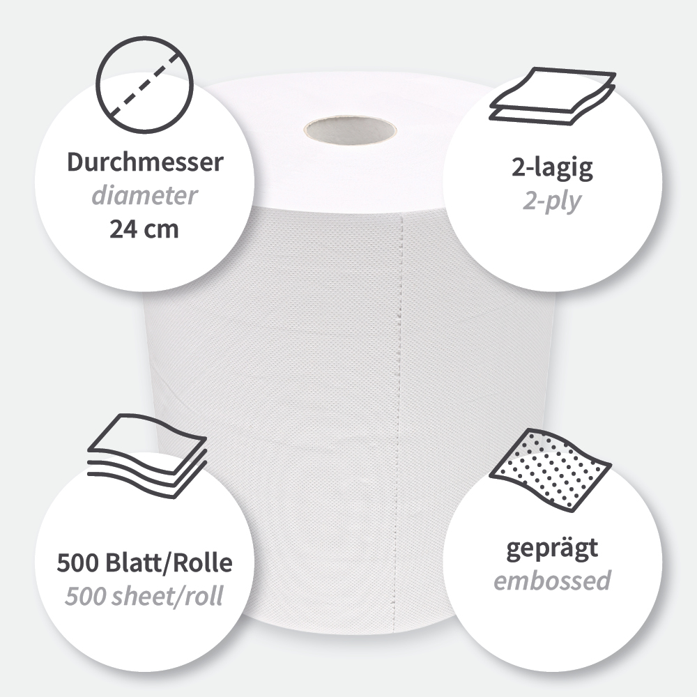 Cleaning papers Allfood, 2-ply made of cellulose and FSC®-Mix with properties