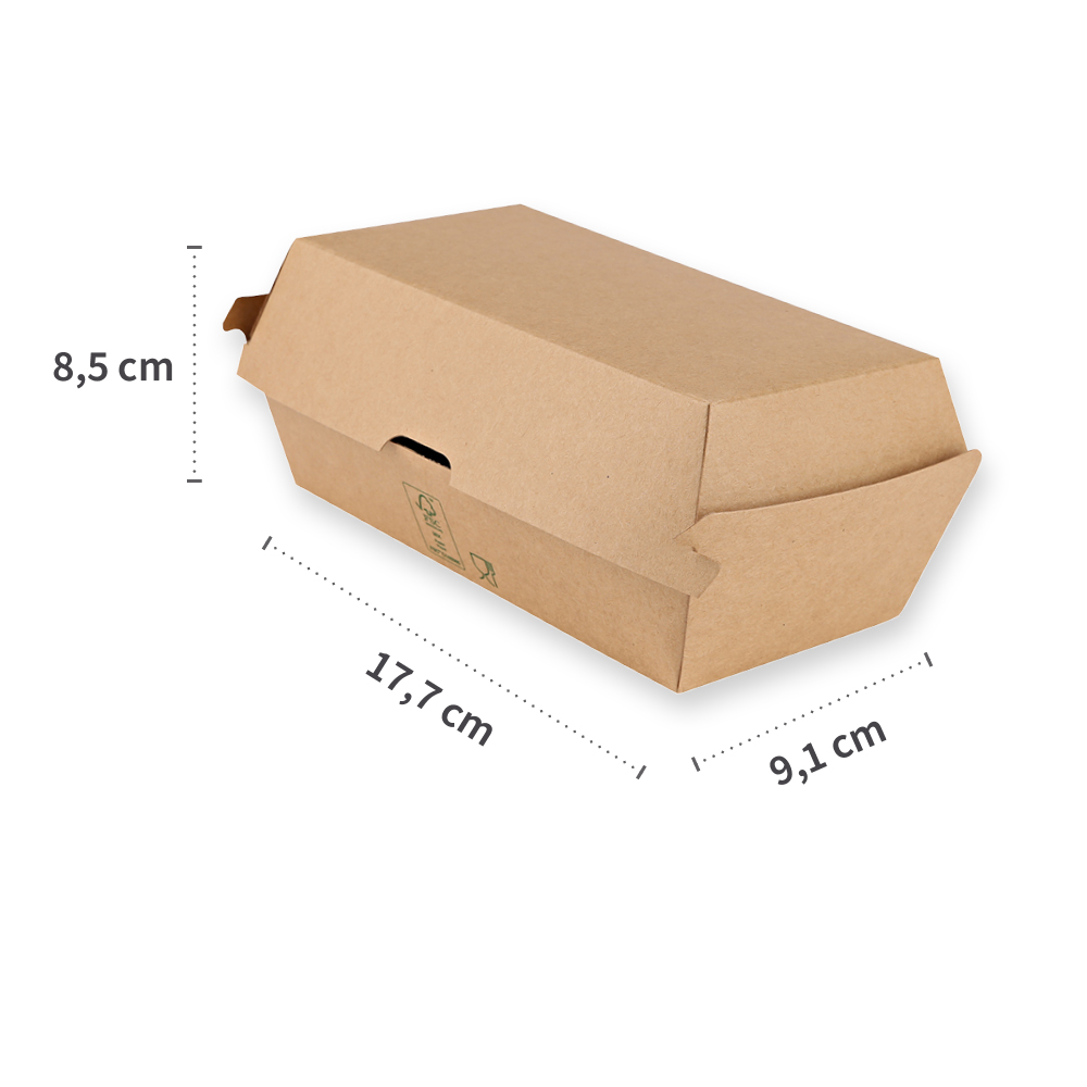 Organic sandwich boxes Club made of kraft paper/PE, FSC®-Mix, dimensions